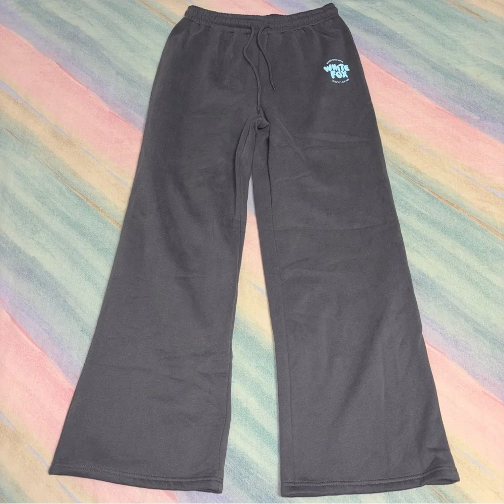 White Fox With Love For You Wide Leg Sweatpants Volcanic size L